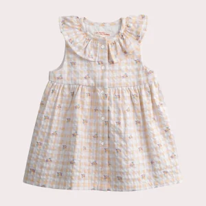 Abito a quadri floreale per bambina