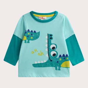 T-shirt Maniche Lunghe Turchese per Bebè Ragazzo