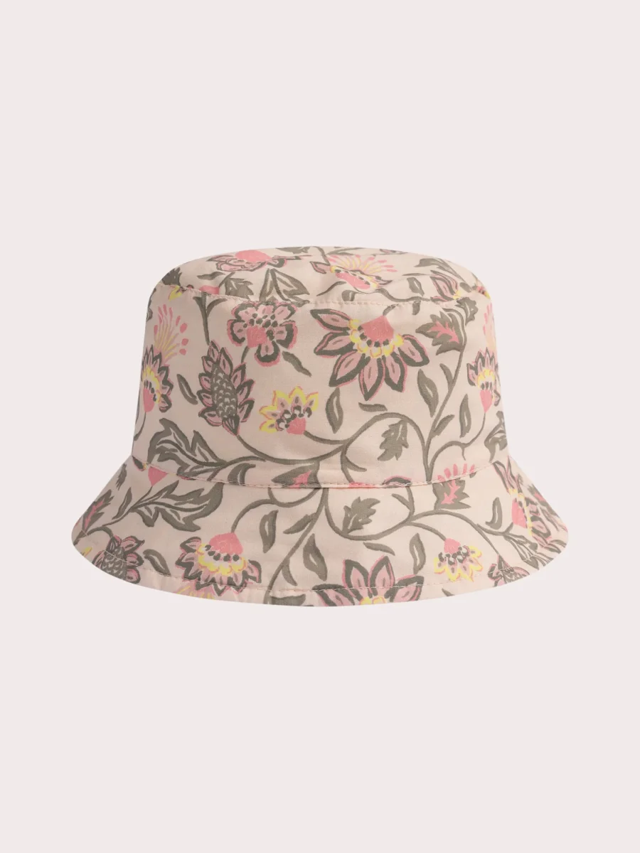 Cappello reversibile giallo con stampa floreale per ragazza - immagine 2