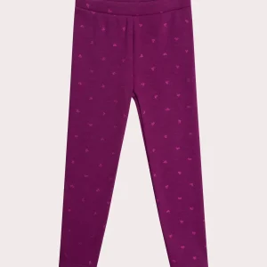 Legging rosa con stampa a cuore e glitter