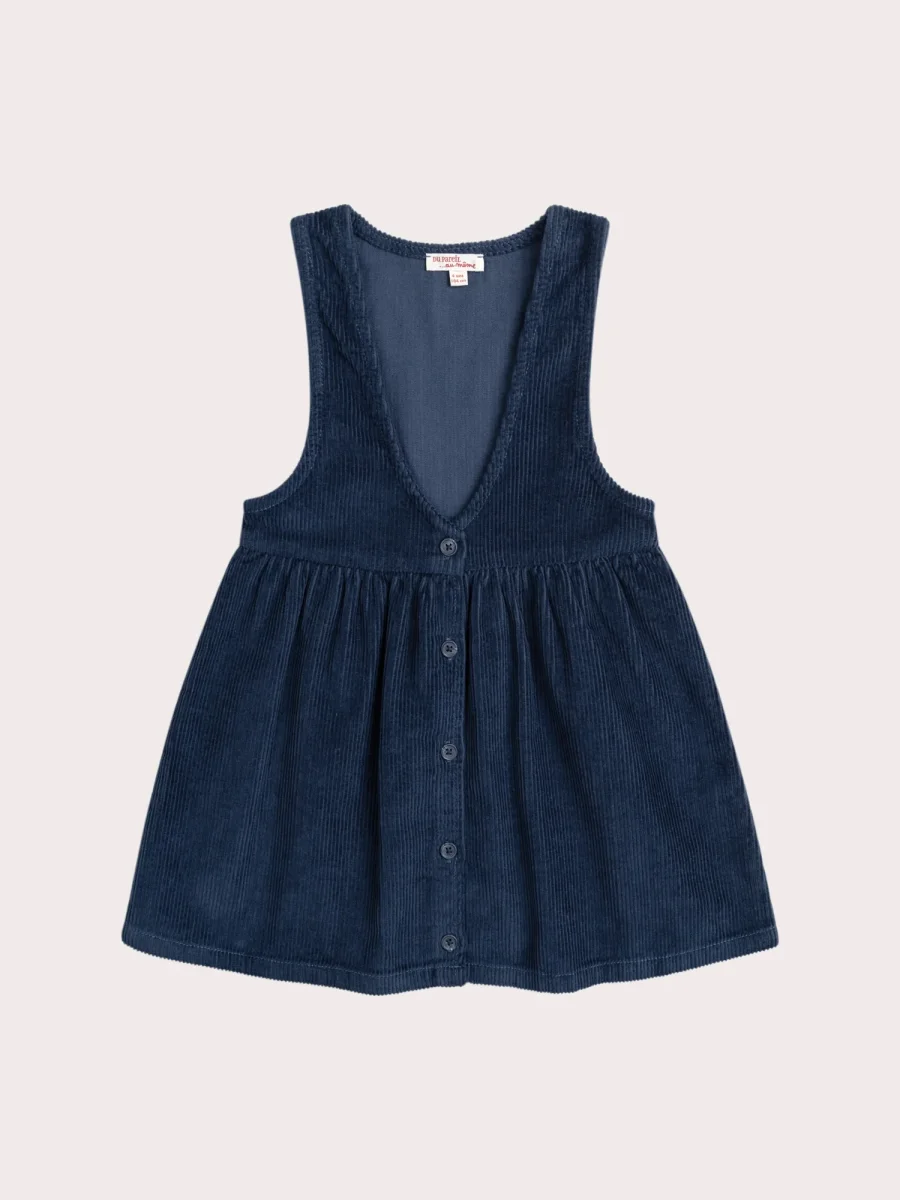 Abito Blu in Velours con Ribattuto Grosso - immagine 2