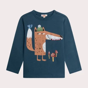 T-shirt spessa a maniche lunghe con stampa di volpe