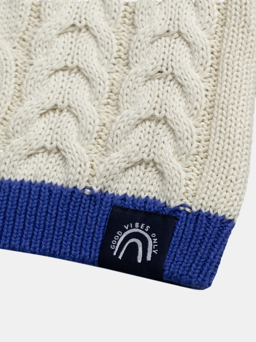 Pull beige a détails bleu pour garçon - immagine 8