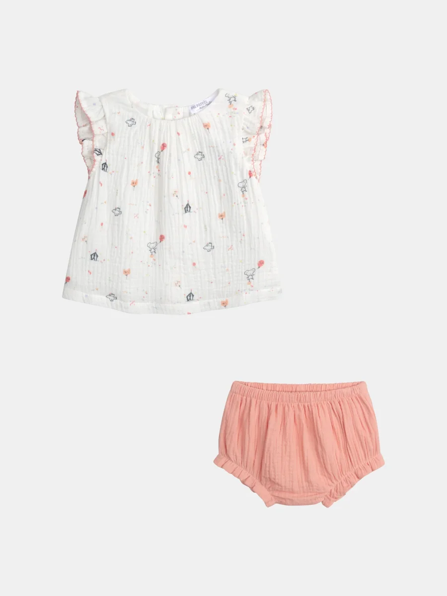 Set neonato con blusa e bloomers per bambina