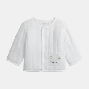 Gilet bianco con tasca a forma di orsetto per neonato unisex